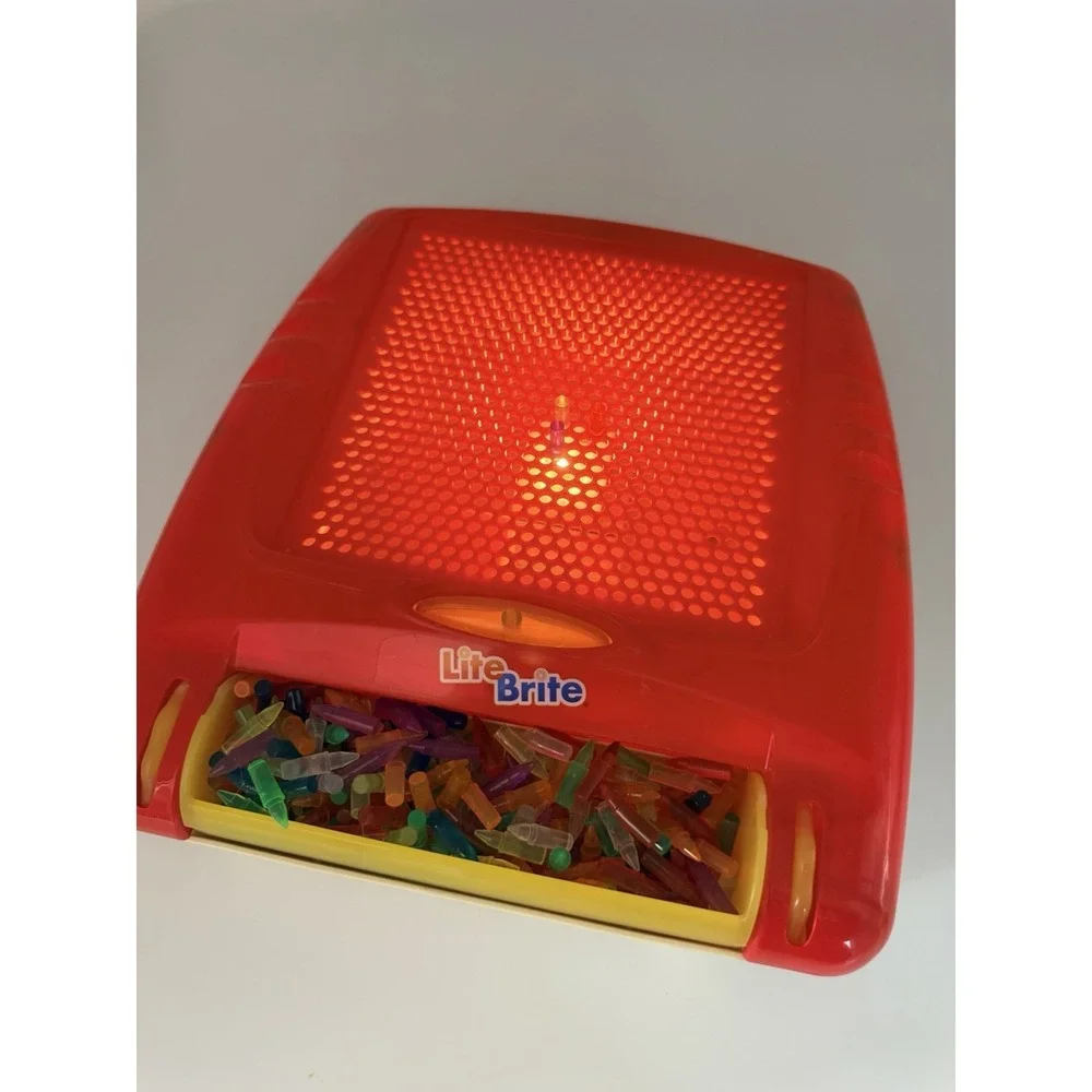 Vintage Hasbro Lite Brite Cube Light Board Toy Red w/ Pegs 2003 Tested
